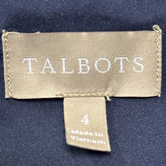 Talbots LUXE Italian Knit Sheath Navy Dress Size 4 Sleeveless Button Detail - Picture 7 of 12